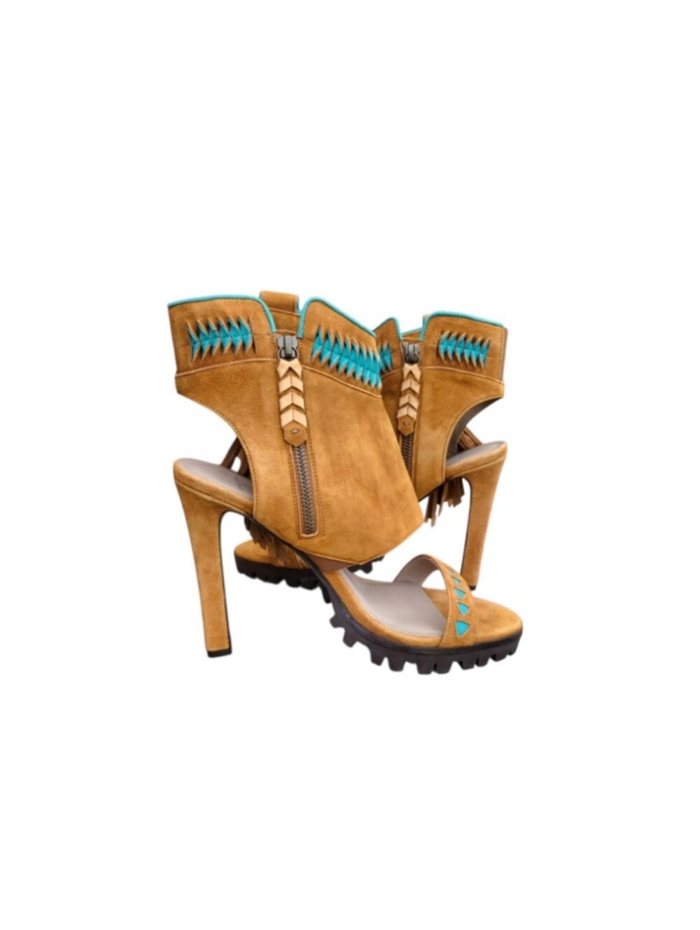 Rare Donald Pliner Lisa Signature Inux Boho Bohemian Native Fringe Stiletto 8 - Picture 6 of 13